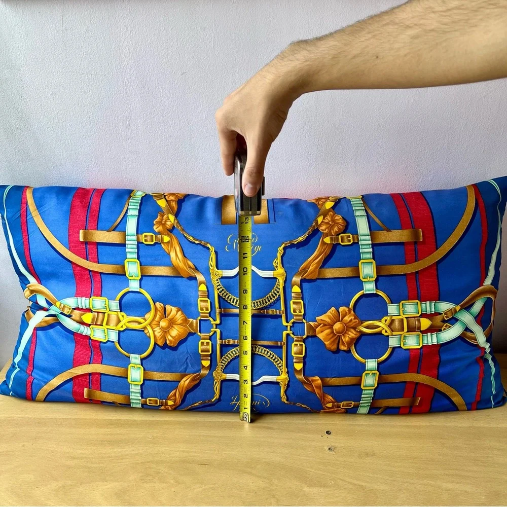 VINTAGE HERMES FRANCE LARGE OVERSIZED SILK CUSTOM MADE PILLOW ONE OF A KIND